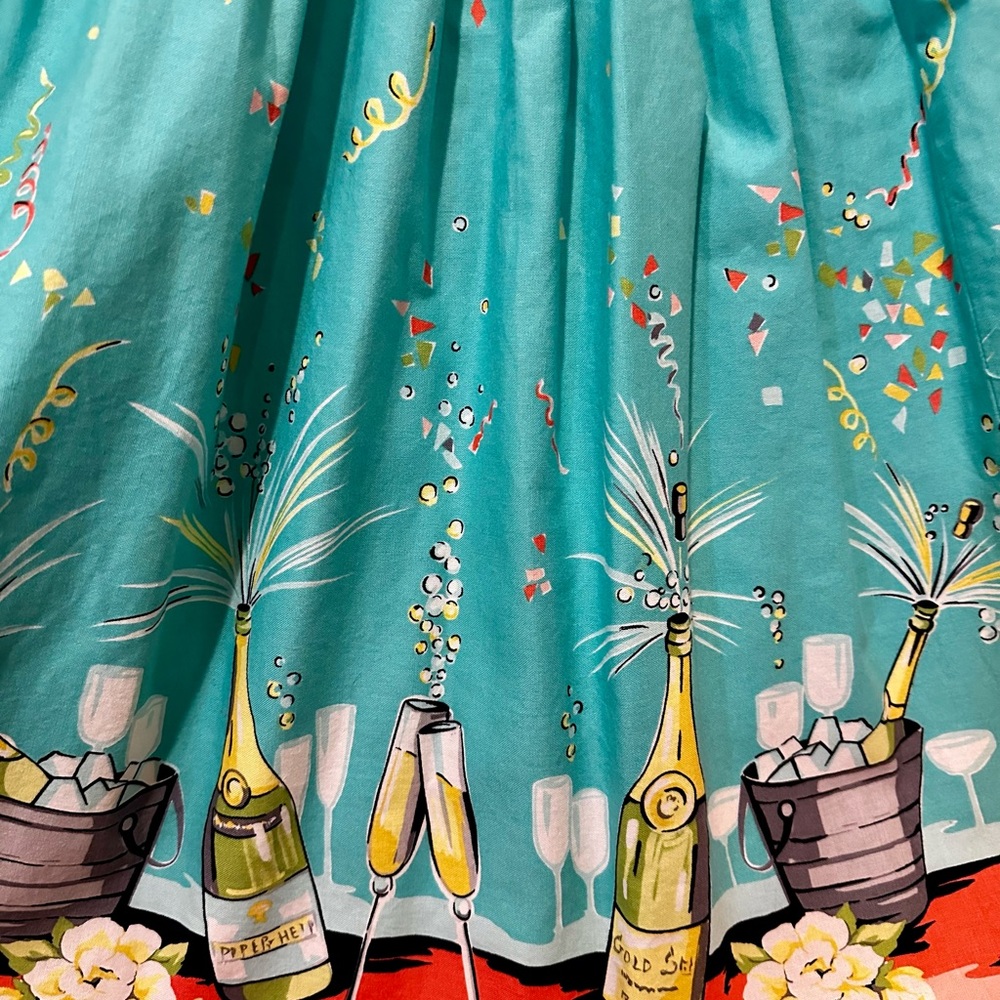 Bernie Dexter turquoise & pink NYE chelsea dress. XL, EUC